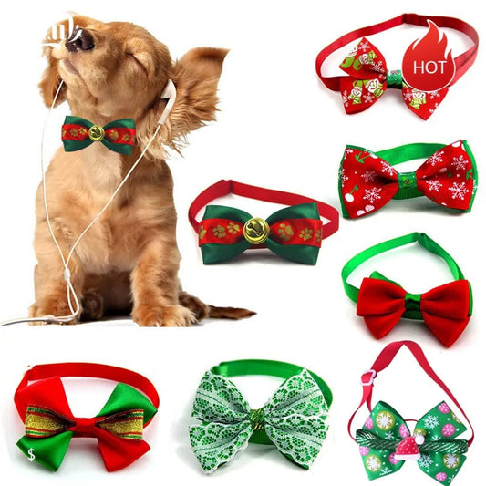 Christmas Pet Bow Collar